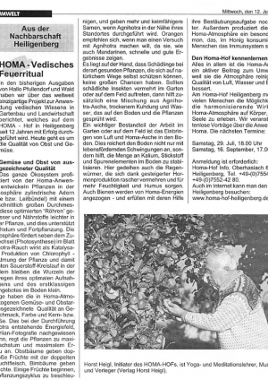 2000-07, Hallo Pfullendorf, Aus der Nachbarschaft Heiligenberg, HOMA - Vedisches Feuerritual
